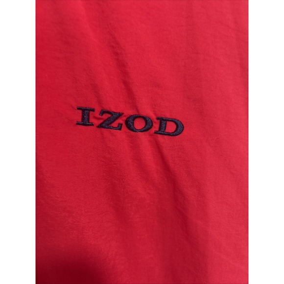 Izod‎ Red top Pull Over V-neck rain jacket Golf Hike Windbreaker - Picture 3 of 12